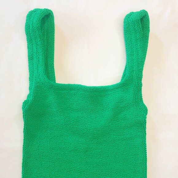 Hunza G Crinkle Knit Mini Tank Dress One Size in Emerald Green, Worn Just Once - Picture 8 of 13